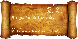 Ringwald Krisztián névjegykártya